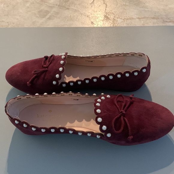 Kate Spade Salford suede & pearl Ballet Flats - Picture 1 of 7